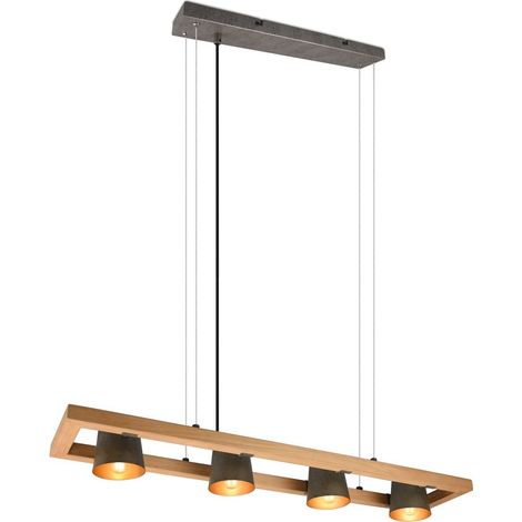 Lampadario Sospensione Rettangolare 4 Spot Orientabili Legno E Metallo Nichel Bell Trio Lighting (1/5)