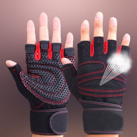 Gants De Fitness - Demi-Doigt - Pour Levage De Poids Et Musculation - Respirants - Taille L