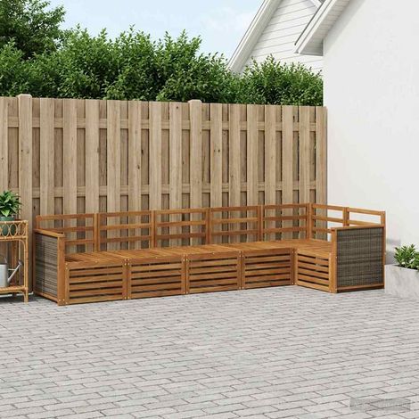 vidaXL Ecksofa Set 5 pcs Natur Massivholz Akazie (1/5)