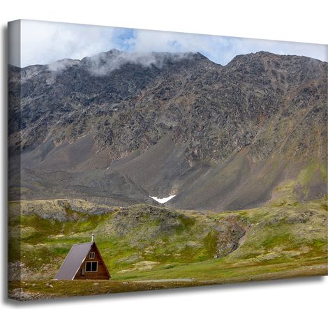 Leinwanddruck Naturhütte in den Bergen 40x30 cm