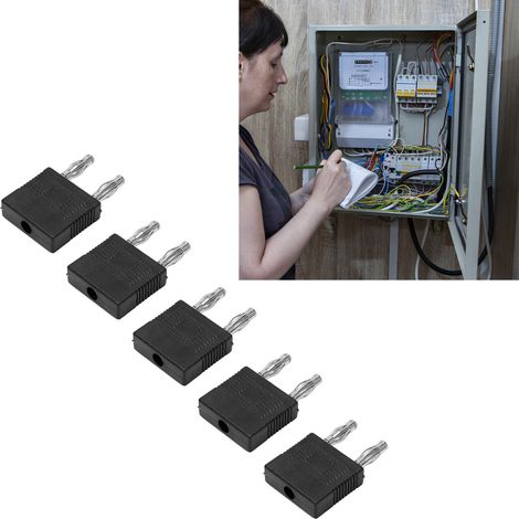 Kurzschlussstecker J.20005 mit 14 mm Rastermaß und 4 mm Stecker am Ende, aus vernickeltem Messing, ABS-isoliertem Kunststoff, verkauft in 5er-Packs, schwarz. (1/5)