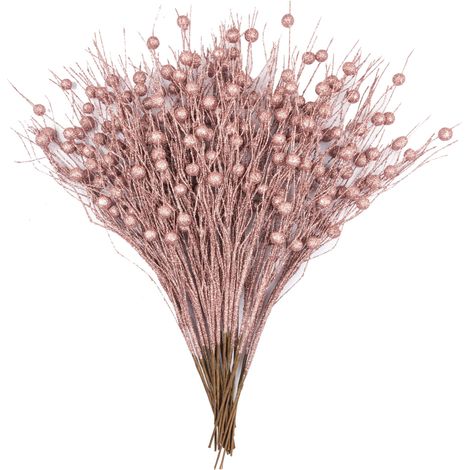 Set di 20 Rametti Decorativi Natalizi Glitter Rosa 45 cm (1/3)