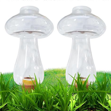 Lot de 2 tuteurs à arrosage automatique en forme de champignon pour plantes d'intérieur (1/4)