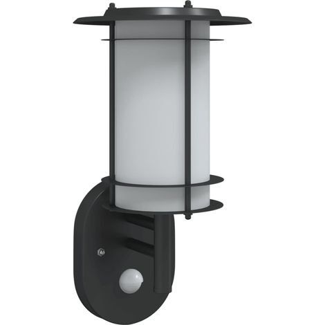 Applique murale d'extérieur avec capteur noir acier inoxydable