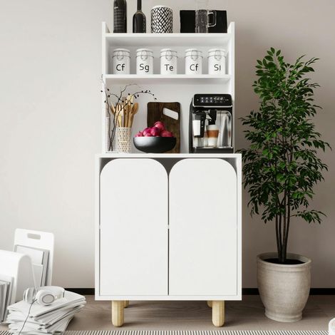 Vaisselier de cuisine blanc 2 portes courbes VAREN