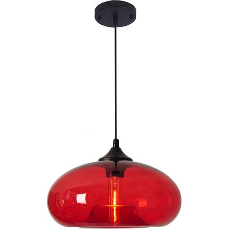 Lampe à Suspension en Verre rétro Loft Bar Plafond E27 luminaire pour Cuisine Salle à Manger et Chambre 28 cm décor (Turquoise) (1/5)