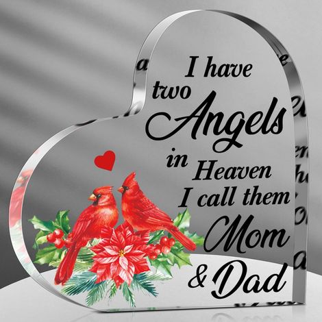 Plaque en acrylique Cardinal Rouge – Cadeau souvenir de Noël, objet de réconfort pour la perte d’un être cher, décoration de sympathie, hommage pour maman, souvenir décoratif de table - 8.5x8.5x1cm (1/5)