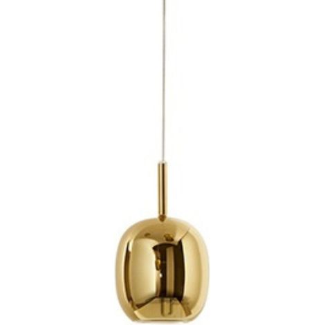 Suspension en Verre Borosilicaté Or Miroir avec Câblage E27, Design Moderne 17,5x30,5 cm, Câble Réglable 300 cm - Perenz, Luminaire de Luxe