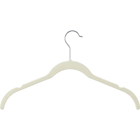 Lot de 10 cintres velours ivoire pour chemises et robes, robustes et antidérapants, finition luxueuse, idéal dressing. (1/5)