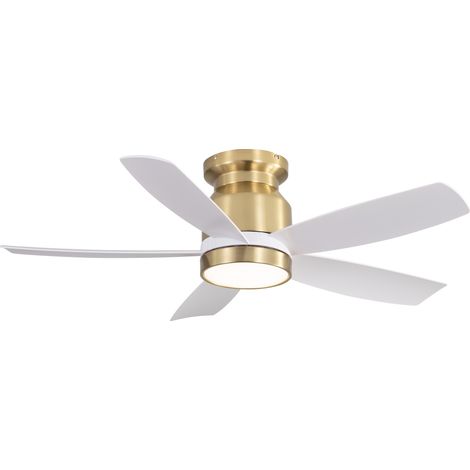 42-Zoll Flachdeckenventilator mit reversiblem DC-Motor  5 weiße ABS-Flügel 1/4/8h Timer, 6 Geschwindigkeitsstufen