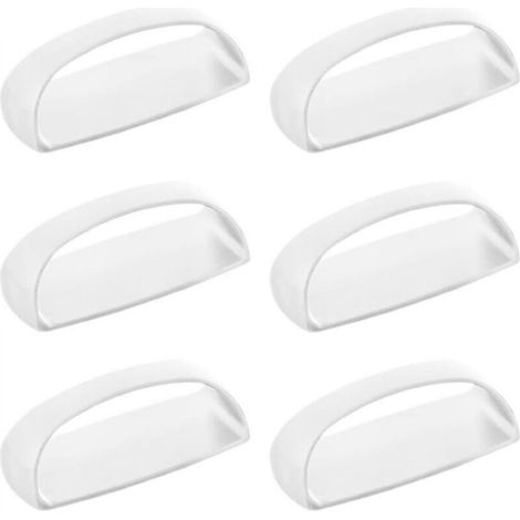 Set di 6 maniglie autoadesive per cassetti, ante scorrevoli, finestre in vetro, armadi, non necessitano di foratura, 6 pezzi/set (bianche)