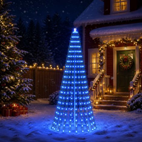 LED-Weihnachtsbaum 220 cm 460 LEDs Blau Stahl Grün vidaXL