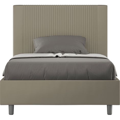 Lit double français 120x190 simili cuir Goya P Couleur: Marron - Version: Avec coffre de rangement (1/5)