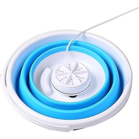 Mini machine à laver portable avec cuve pliable, lave-linge à turbine ultrasonique compact, alimentation USB, idéal pour les voyages.