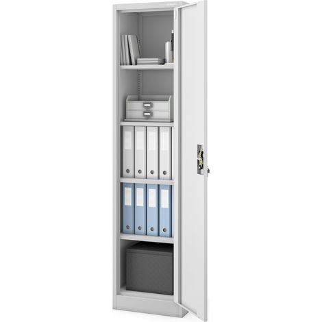 Armoire de Bureau Métallique C001A 4 Etagères Tôle d'acier Portes Battantes Verrouillable 185 cm x 45 cm x 40 cm Gris (1/5)