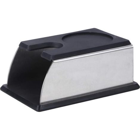 Tappetino Coffee Stop - Supporto per la preparazione del caffè espresso - Silicone antiscivolo - 14,4 x 9,5 cm - Nero (1/5)