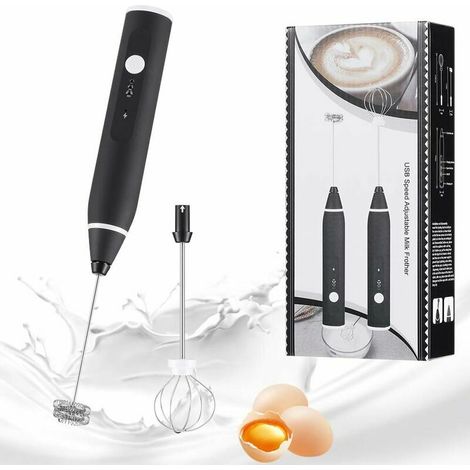 Mousseur à lait électrique, rechargeable par USB, en acier inoxydable, pour café, lattes, cappuccinos, œufs. (1/5)