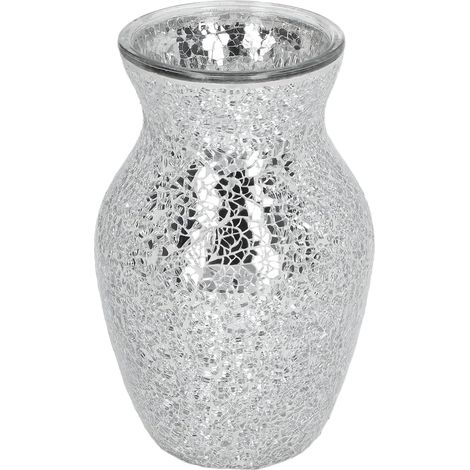 Vases pour Fleurs, 20 10cm Vase Argenté en Mosaïque De Cristal, Vase Miroir en Diamant écrasé, Vases en mosaïque en craquelé Motif, pour Décoration De Maison Table à Manger (1/5)