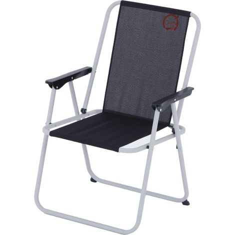 Fauteuil de jardin pliable noir – Structure acier époxy – Dimensions 57 x 80 x 55 cm – Hauteur d'assise 35 cm – O'Camp (1/3)