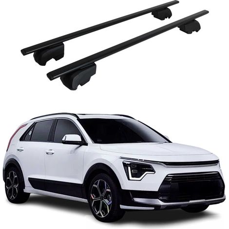 OMAC Dachtrager Quertrager für Kia Niro I 2017-2022 – City Crash getestet – ISO PAS 11154:2006 – Abschliessbar – Max 75 kg – 2 Stangen Stahl Schwarz (1/5)