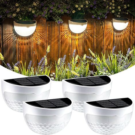 Lampe solaire extérieure pour terrasse, lampe solaire pour clôture, étanche IP65, 6 LED blanc chaud, lampe de marche (1/5)