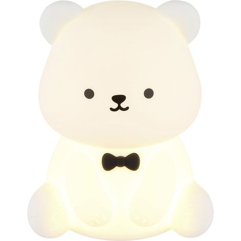 Tischleuchte LED Kinderlampe Nachtlicht Nachttischlampe Kinderleuchte Teddybär, RGB Farbwechsel, Touchdimmer, Timer, LxBxH  10,3 x 9,9 x 12,9 cm (1/3)