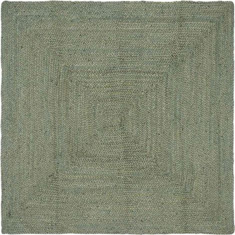 Tapis de sol rectangulaire vert olive, 120 x 120 cm, en jute. (1/5)