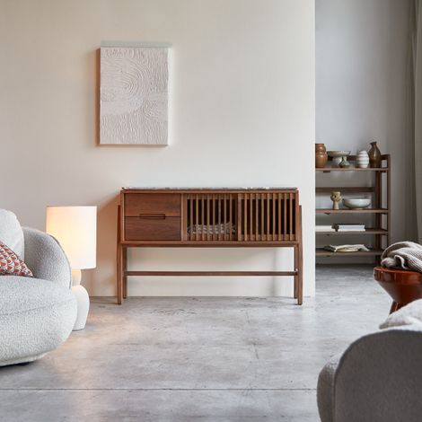 Console en bois de noyer massif et terrazzo premium Isaure (1/5)