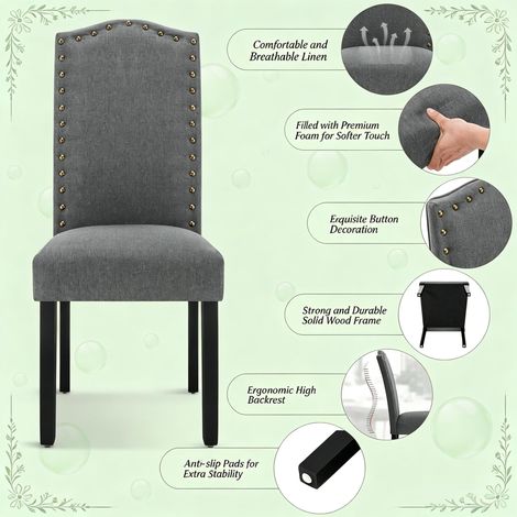Chaise à dossier haut, chaise de salle à manger moderne, chaise de salon, chaise de coiffeuse, chaise de bureau, chaise de cuisine (2 chaises seulement) (1/4)