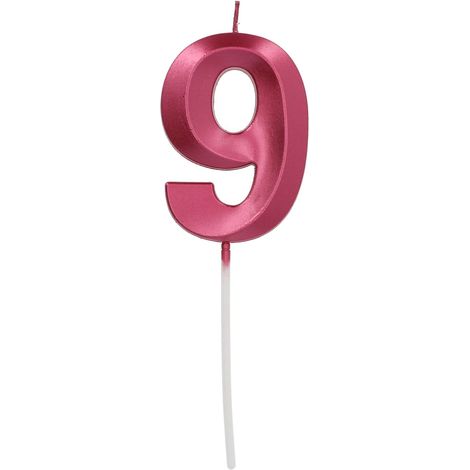 Bougie Chiffre 9 Rouge Métallique, 7 centimeters