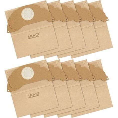 Sac filtrant en papier, lot de 10 pièces pour aspirateur Kärcher WD2 / MV2 / A 2004 / 2054 (référence de remplacement : 6.904-322.0) (1/5)
