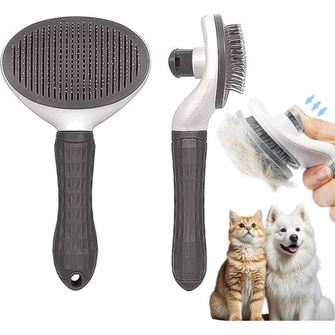 Lot de 2 brosses pour chat et chien - Brosse carde pour chat - Brosse pour animaux - Peigne pour chat et chien - Peigne pour sous-poil - Brosse pour chat à poil court - Manche ergonomique - Convient a (1/5)