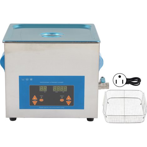 Nettoyeur Ultrasonique 13L 300W Inox avec Minuterie et Chauffage, Contrôle par Bouton Mécanique, Prise US 100-120V, Machine de Nettoyage à Ultra-sons pour Pièces et Bijoux (1/5)