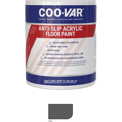 CooVar Anti Slip Acrylic Floor Paint - Grey - 2.5 Litre