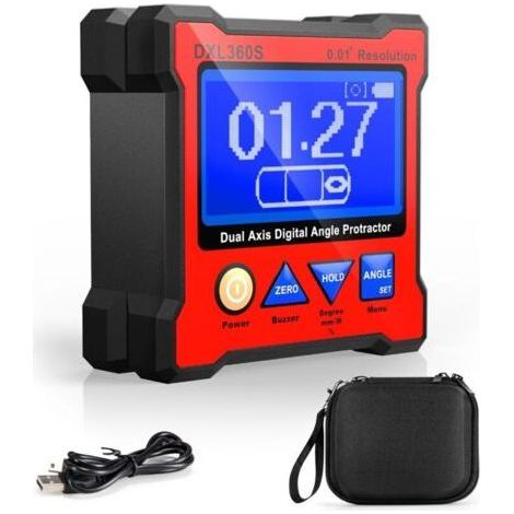 Magnetic Digital Inclinometer DXL360S Digital Protractor with LCD, Dual-Axis Digital Inclinometer, High Accuracy ±0.05°, for Woodworking, Construction, Automotive (1/5)