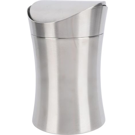 Stainless Steel Desktop Trash Can with Flip Lid for Home