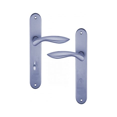 Ouvre&Déco – 2 poignées de porte DETROIT verrou condamnation, aluminium inox entraxe 195 mm