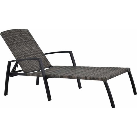 Tumbona de Jardín 4 Posiciones Chillvert Cozumel 190x63x50 cm Ratán Sintético y Acero Gris (1/5)