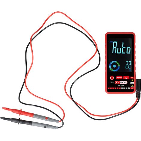KS Tools - Multimètre digital - Testeur électrique true RMS - Tension du courant alternatif et continu - Résistance - Fréquence - Testeur de diodes - 150.1765F (1/4)