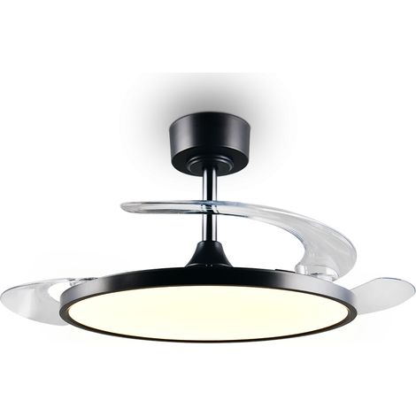 Plafonnier led ventilateur 30w 3700lm cct 2700 6500k reglable hauteur 106cm noir mat ip20 - trio kasfjord (1/5)