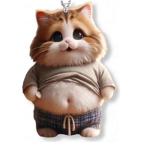 Colgante de acrílico gato de mejillas redondas para coche, 8 cm (1/5)