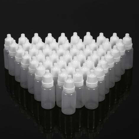 50 Stück 10 ml leere, quetschbare Kunststoffflaschen mit Tropfverschluss für Augenflüssigkeiten (1/5)