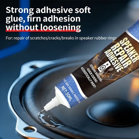 KineShineX Lautsprecherreparaturkleber eignet sich zur Reparatur beschädigter Subwoofer, gerissener Lautsprecher und Kanten von Akustikschaumstoff. (1/5)