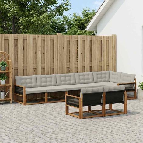 Teenpull – Outdoor-Sofagarnitur 8 Stk. Natürlich und Hellgrau (1/5)