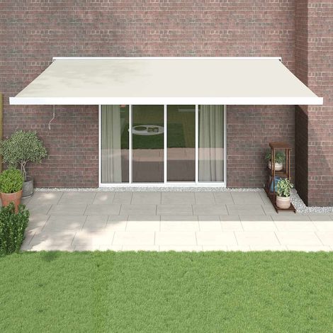 vidaXL Auvent rétractable crème 5x3 m tissu et aluminium (1/5)