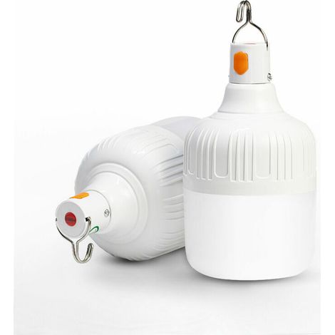Lampe de camping portable 2 x 100 W avec batterie rechargeable USB 4800 mA pour camping, tente, terrasse, barbecue de jardin. (1/4)