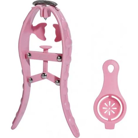 Batidor de huevos de cocina, separador de claras de huevo, cuchillo superior, abridor de tazón, eficiente, rápido, accesorios de cocina, herramientas, color rosa (1/5)
