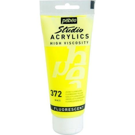 Peinture fluorescente - Pébéo - Jaune fluo - 100 ml - Satiné - Intérieur