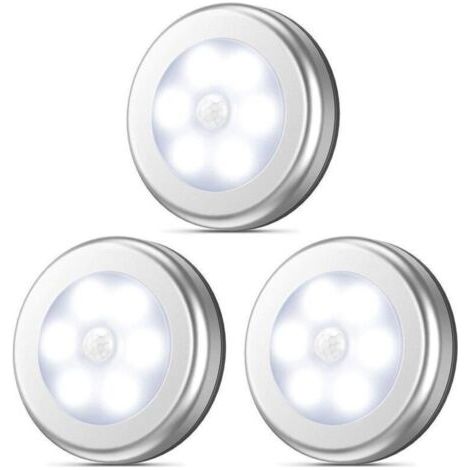 3pcs LED corps humain capteur lumière garde-robe couloir toilette lumière contrôle lumière Smart Home veilleuse argent lumière chaude (3200K) 1WW (1/5)