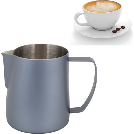 Dickwandiger Latte-Art-Becher aus Edelstahl 304 mit geprägtem Ausguss, italienischer Milchaufschäumbecher, 700 ml, Königsblau (1/5)